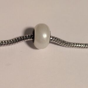 White Pearlesque Charm for Pandora Style Bracelet